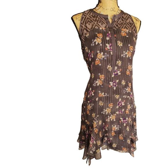 Vintage Women's Babydoll Silk Sleeveless Dress 8 Chic Designer Ruffle RARE - Picture 3 of 7